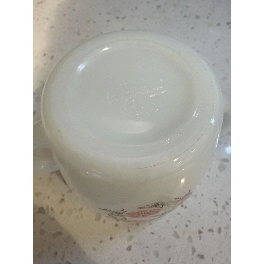 Fire King Fleurette Milk Glass Sugar Bowl Mid Century Glass